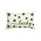 St Patricks Day Lucky Clover White Throw Pillow Cover, 12 x 20 Inch Shamrock Green Cushion Case Decoration for Sofa Couch
